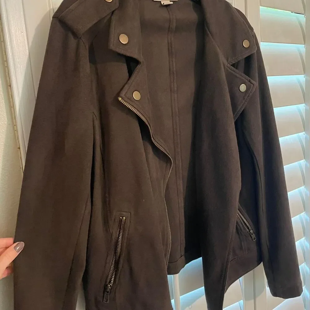 Free-people style women's brown suede feeling jacket